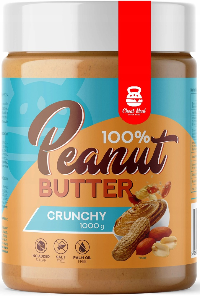 Masło Orzechowe Peanut Butter Crunchy Bez Cukru i Soli 1 kg Cheat