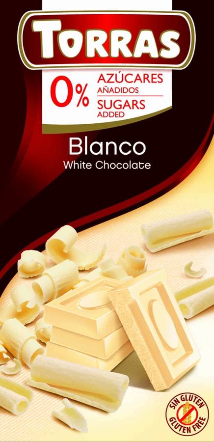 Czekolada biała bezglutenowa, bez cukru Blanco 75 g - Torras