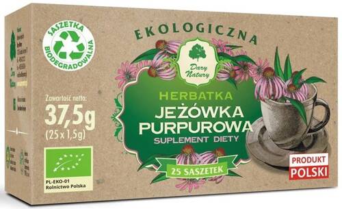 Jeżówka purpurowa Echinacea Herbatka Ekologiczna BIO 25x 1,5 g Dary Natury - suplement diety