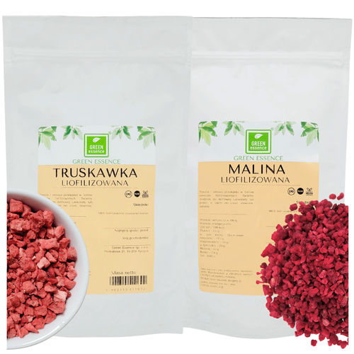 Malina + Truskawka liofilizowana grys liofilizowane - Zestaw 2x 20 g