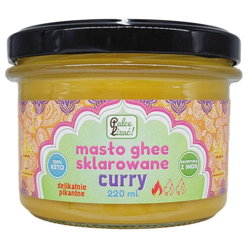 Masło sklarowane ghee Curry delikatnie pikantne 220 ml Palce Lizać - klarowane tłuszcz Keto