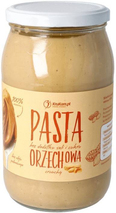 Pasta Orzechowa 100% crunchy naturalna - Masło orzechowe Bez Cukru 900 g - Krukam