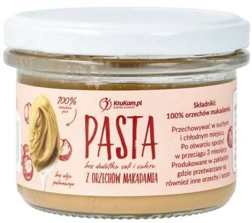 Pasta z orzechów makadamia naturalna - masło orzechowe Bez Cukru 150 g KETO - Krukam
