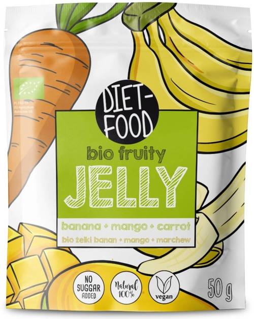 Żelki owocowe Banan Mango Marchew BIO - Bez Cukru Wegańskie 50 g - Diet Food