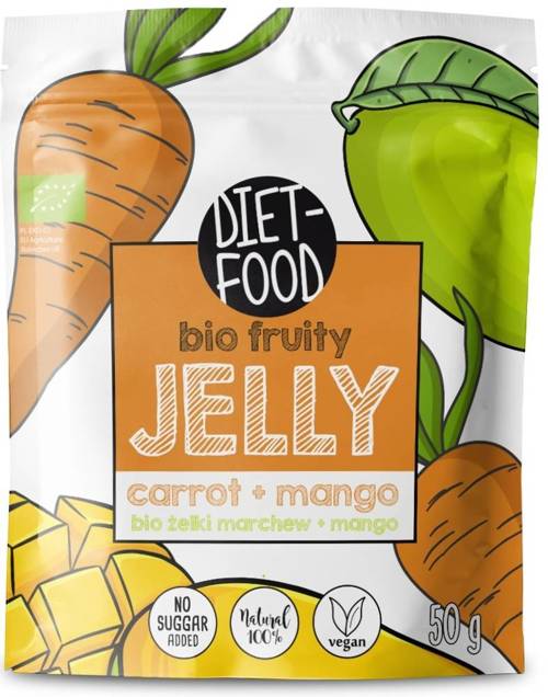Żelki owocowe Marchew i Mango BIO - Bez Cukru Wegańskie 50 g - Diet Food