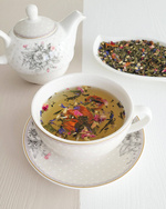 Herbata zielona Rajski Ptak 50 g - Sencha płatki róży rabarbar lilia bławatek