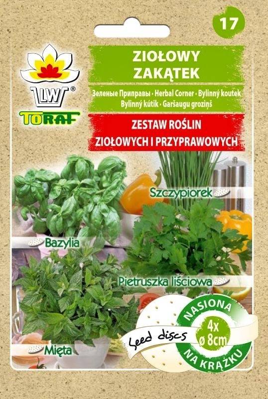 Ziołowy Zakątek zestaw roślin ziołowych i przyprawowych - 4 krążki - Toraf
