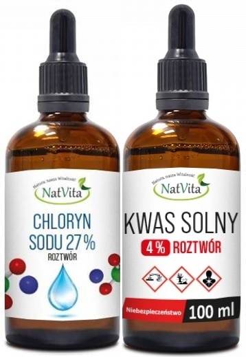 Chloryn Sodu 25% 100 ml + Kwas Solny 4% 100 ml - NatVita