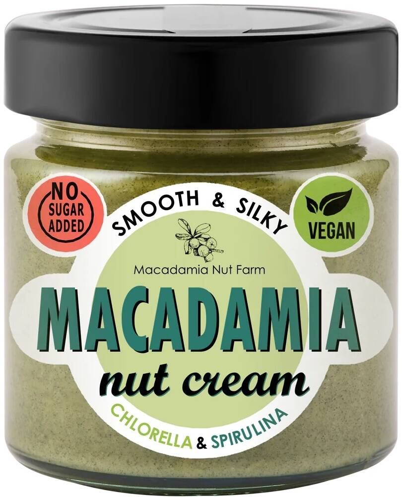 Masło z orzechów Makadamia Spirulina Chlorella Smooth 180 g Macadamia Nut Farm - KETO VEGE