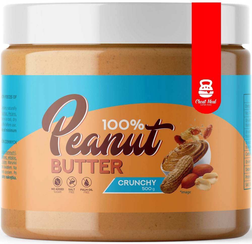 Masło Orzechowe - Peanut Butter Crunchy - Bez Cukru i Soli 500 g - Cheat Meal Nutrition