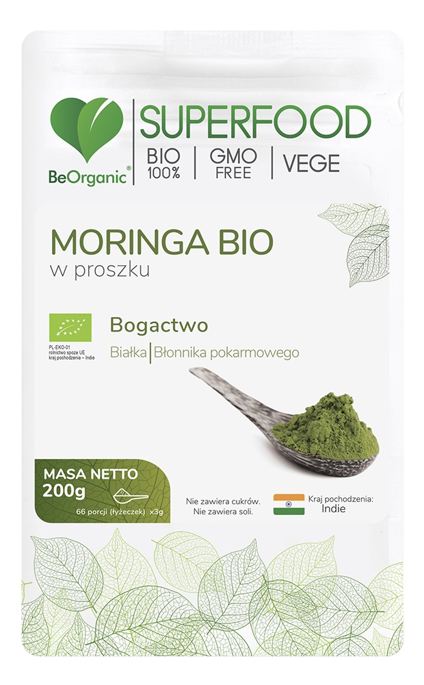 Moringa Bio w proszku 200 g Superfood BeOrganic Aliness