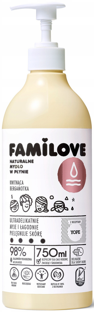 Mydło w płynie Familove 750 ml naturalne rodzinne kosmetyki Yope