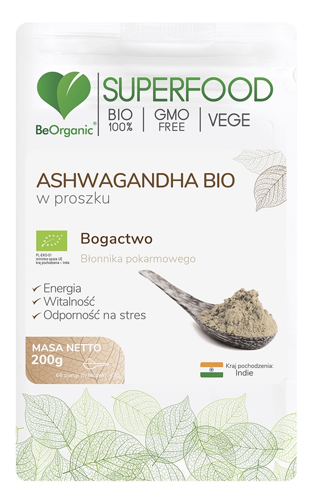 Ashwagandha Bio w proszku 200 g Superfood BeOrganic Aliness