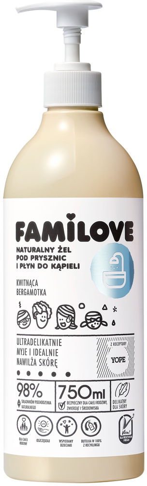 Żel pod prysznic i płyn do kąpieli Familove 750 ml naturalne rodzinne kosmetyki Yope