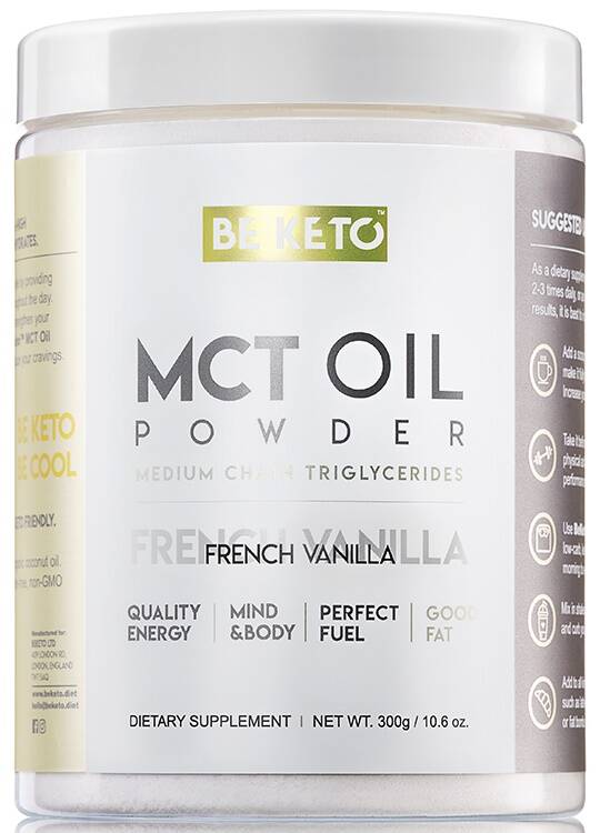 Olej MCT w proszku Francuska Wanilia 300 g BeKeto MCT Oil Powder French Vanilla - suplement diety
