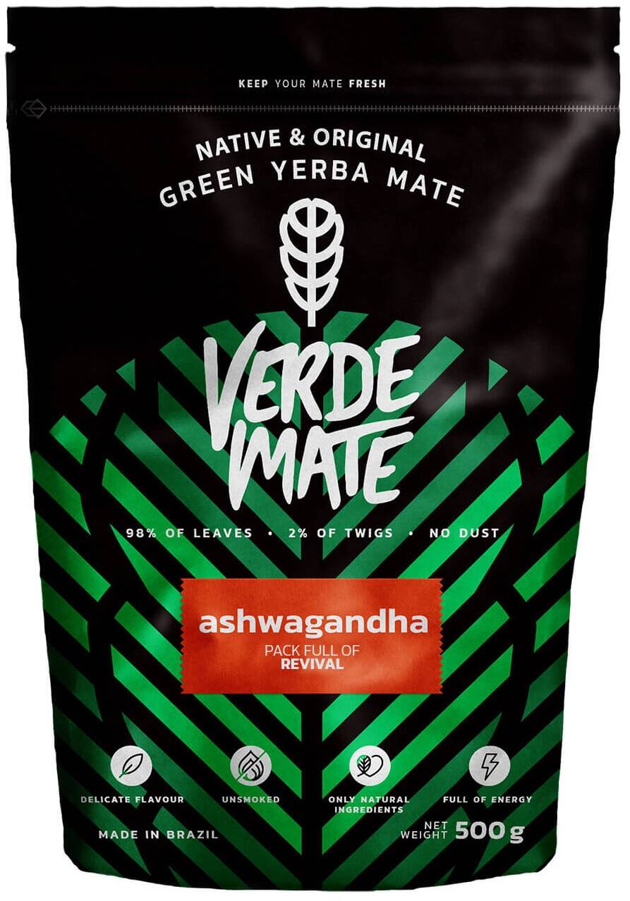Yerba Verde Mate Green Ashwagandha 500 g - jaśmin chmiel rumianek werbena trawa cytrynowa