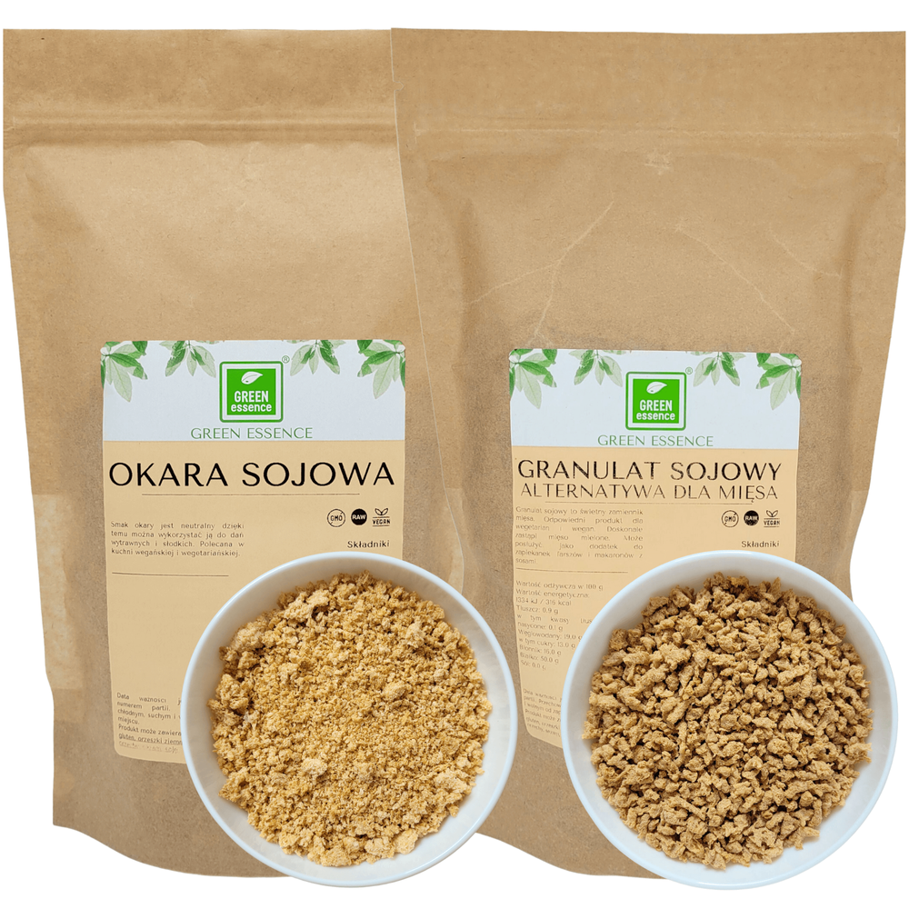 Granulat sojowy + Okara sojowa 2x 250 g alternatywa dla mięsa wegański Zestaw