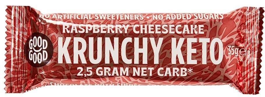 Baton malinowy sernik w czekoladzie - Krunchy Keto Raspberry Cheesecake Bar 35 g - Good Good