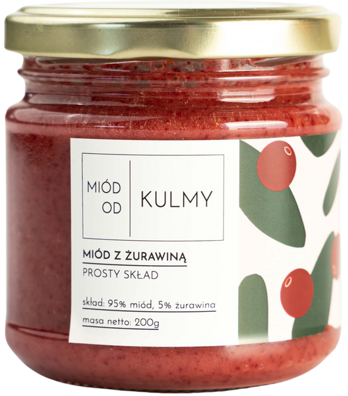 Miód z żurawiną - naturalny świeży 200 g - Miód od Kulmy