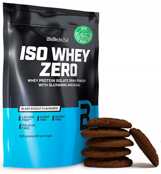 Izolat białka WPI odżywka - Ciemny Herbatnik 500 g BioTech USA Iso Whey Zero - suplement diety