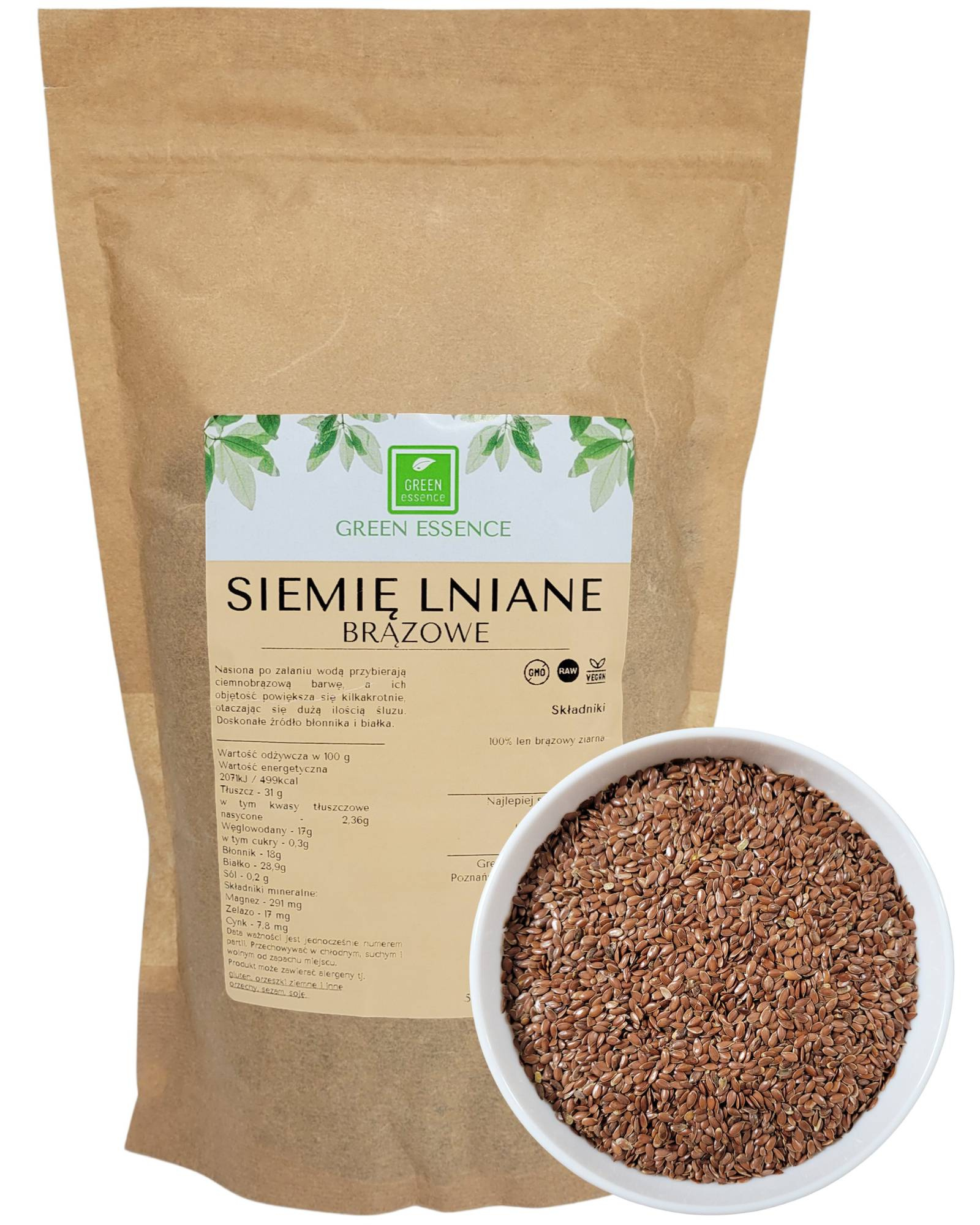 Siemię lniane brązowe 5 kg len brązowy ziarno Zestaw 5x 1 kg