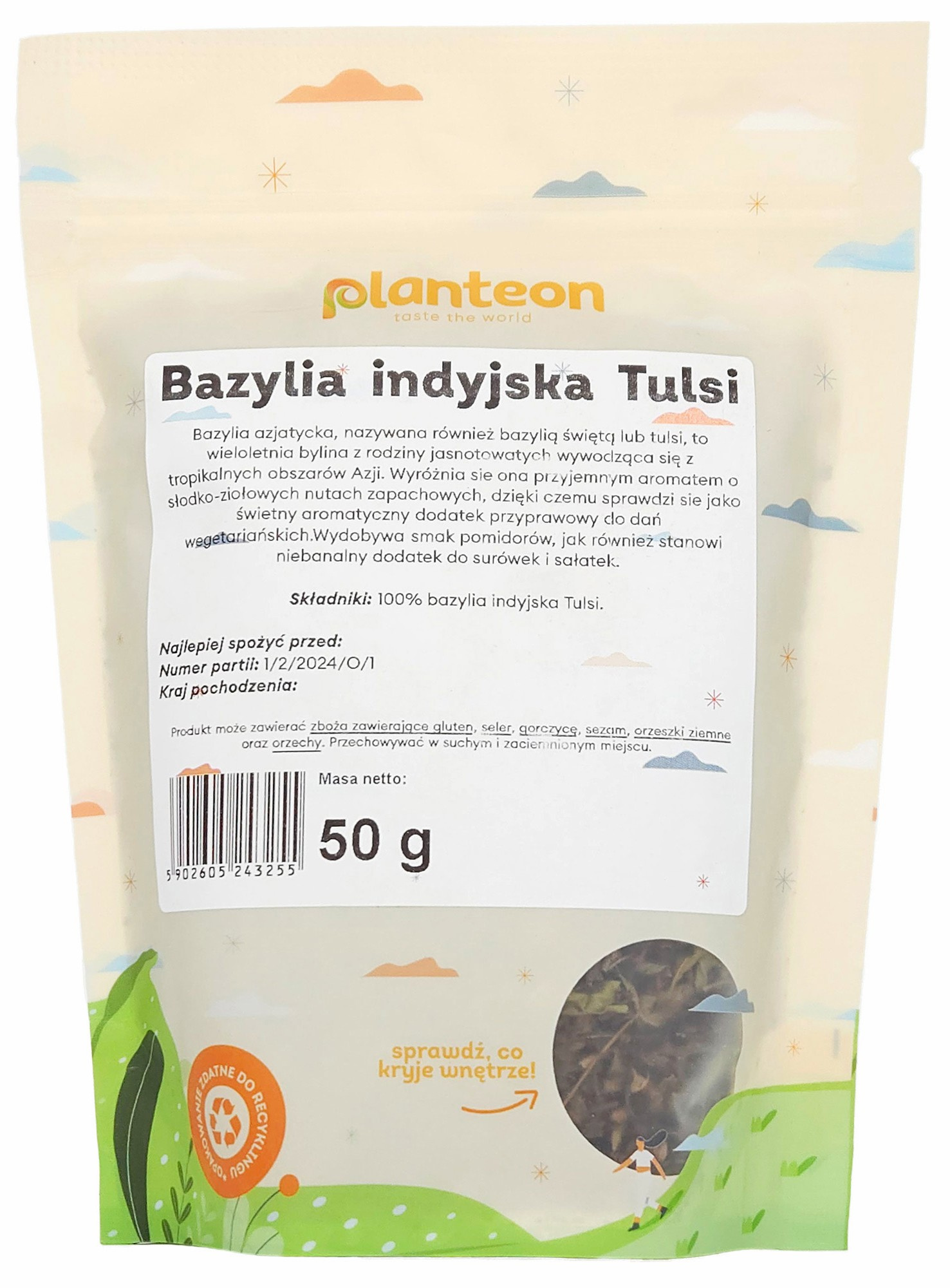 Bazylia święta indyjska Tulsi liść 50 g azjatycka Planteon