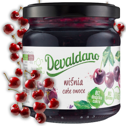 Konfitura wiśniowa BIO bez dodatku cukru 190 g Devaldano