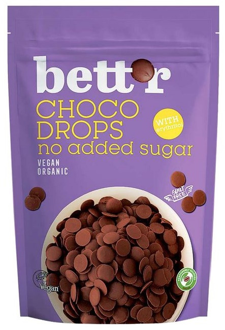 Dropsy czekoladowe bez dodatku cukru BIO 200 g Bett'r Choco Drops