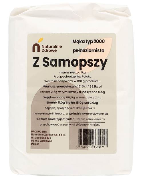 Mąka z samopszy pełnoziarnista typ 2000 1 kg Naturalnie Zdrowe