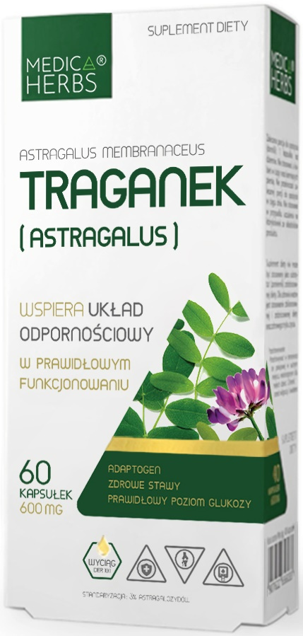 Traganek Astragalus 600 mg 60 kaps. Medica Herbs - suplement diety 