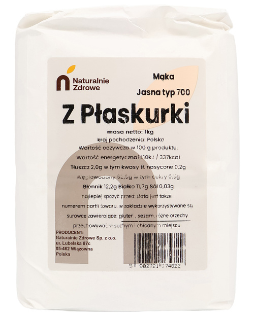 Mąka z płaskurki jasna typ 700 1 kg Naturalnie Zdrowe