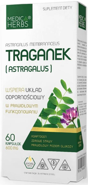 Traganek Astragalus 600 mg 60 kaps. Medica Herbs - suplement diety 