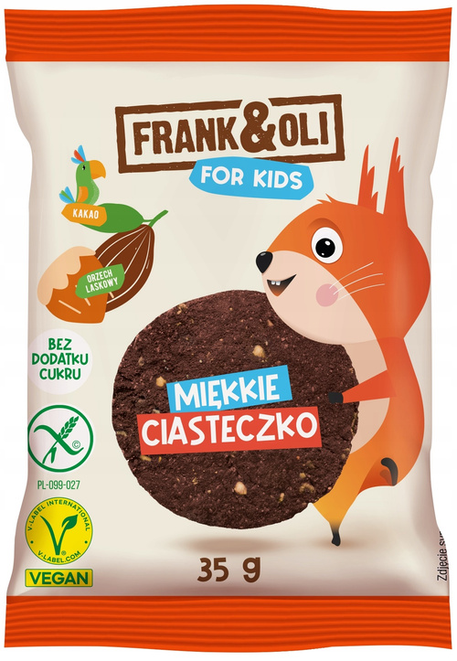 Miękkie ciasteczko Kakao i Orzech Laskowy 35 g Frank&Oli For Kids