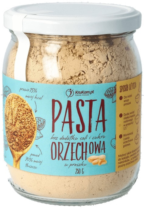 Pasta Orzechowa w proszku naturalna - Masło orzechowe Bez Cukru 250 g - Krukam