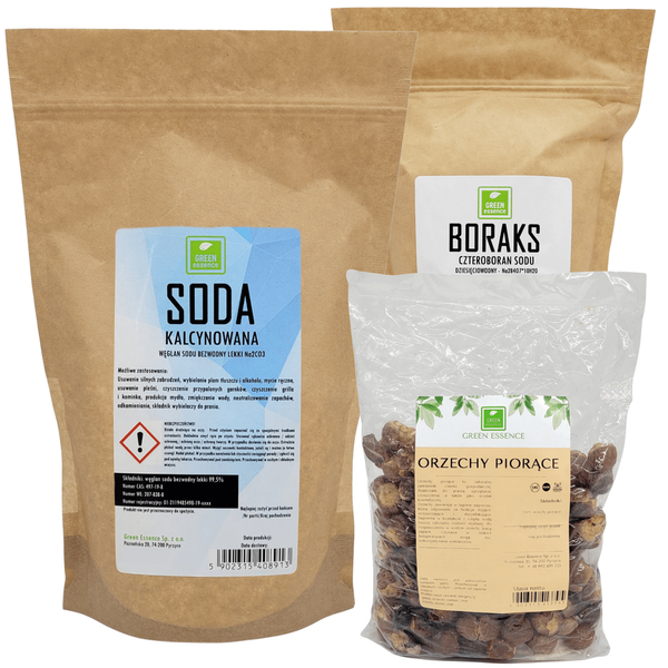 Zestaw do prania - Orzechy piorące 500g + Boraks 1kg i Soda kalcynowana 1kg Zero Waste