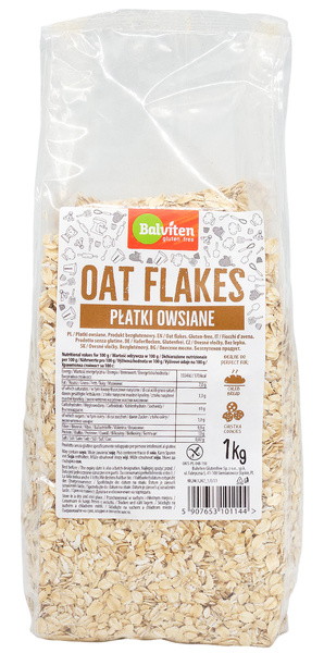 Płatki owsiane bezglutenowe - naturalne śniadanie 1 kg - Balviten