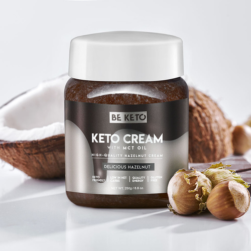 Keto Krem Orzech Laskowy + olej MCT bez cukru 250 g BeKeto Cream Delicious Hazelnut