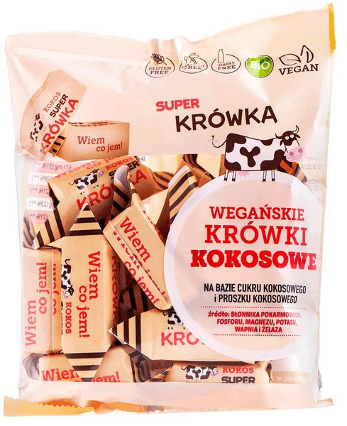 Krówki wegańskie bezmleczne bezglutenowe - Kokos BIO 150 g Super Krówka