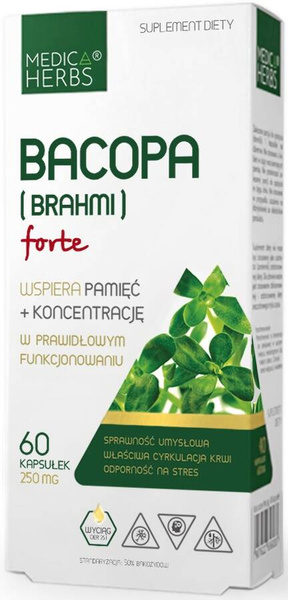 Bacopa Brahmi Forte 250 mg 60 kaps. Medica Herbs - suplement diety