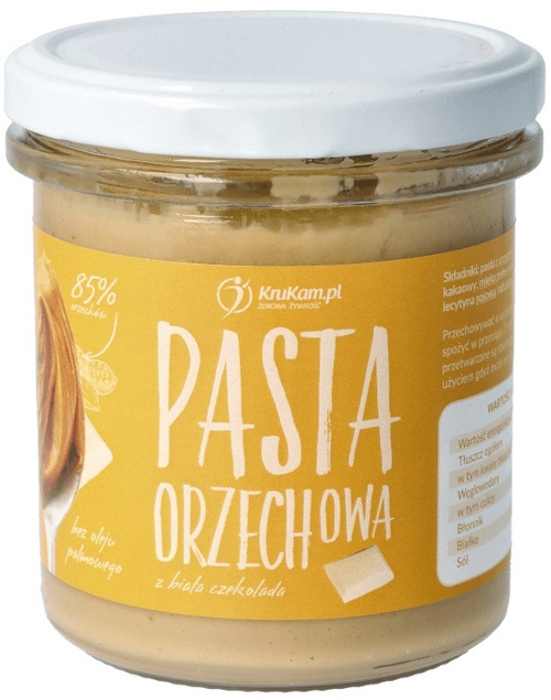 Pasta Orzechowa z białą czekoladą naturalna - krem orzechowy 300 g - Krukam