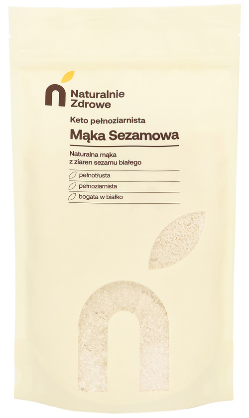 Mąka sezamowa KETO pełnotłusta pełnoziarnista 250 g Naturalnie Zdrowe