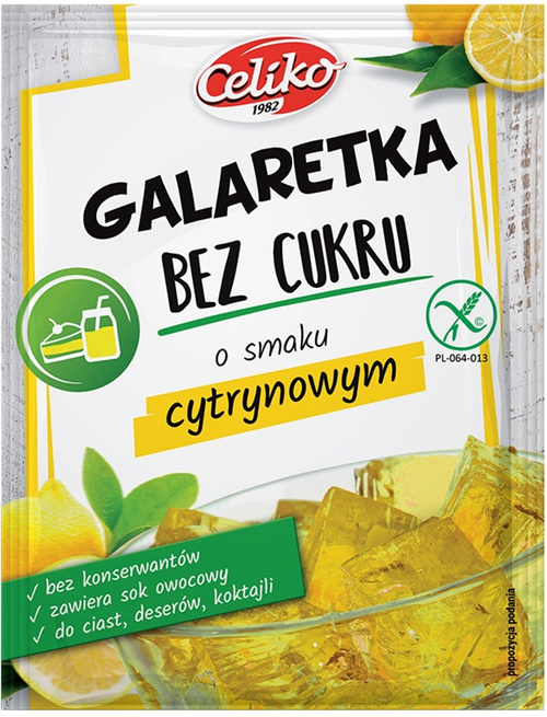 Galaretka bez cukru Cytrynowa Bezglutenowa 14 g Celiko