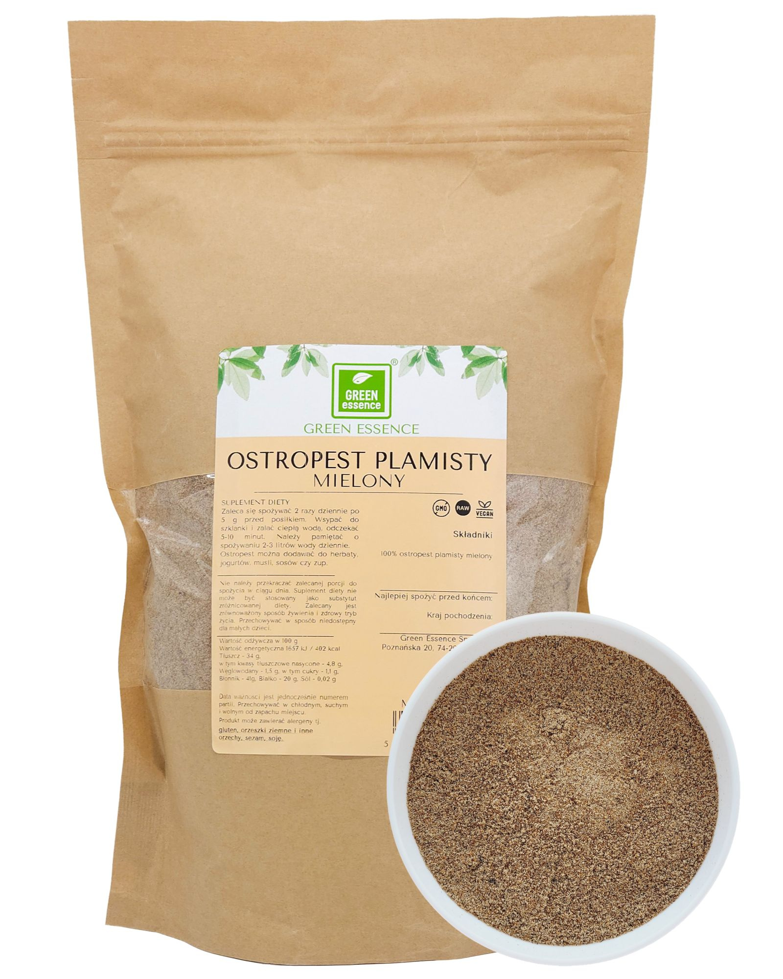 Ostropest plamisty mielony 3 kg Silybum marianum Zestaw 3x 1 kg - suplement diety