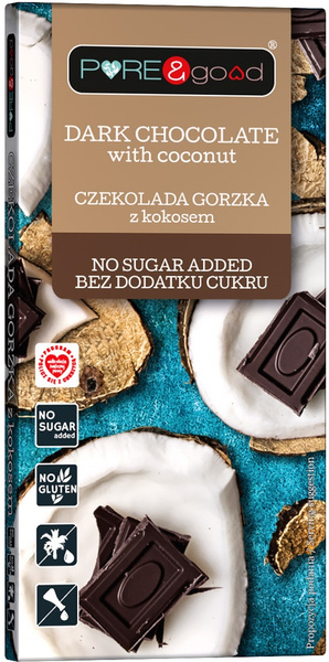 Czekolada gorzka z kokosem Bez Cukru 75 g - Pure & Good