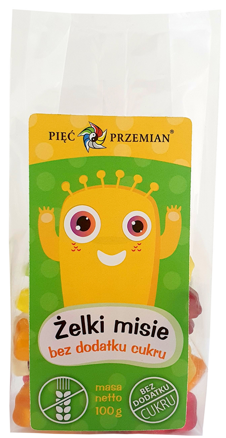 Żelki misie Bez Cukru Bezglutenowe 100 g - Pięć Przemian