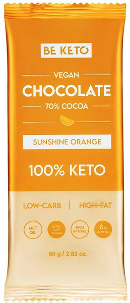 Czekolada wegańska Keto Słoneczna Pomarańcza MCT 80 g BeKeto Vegan Chocolate Sunshine Orange