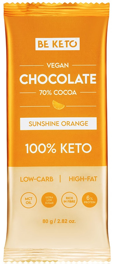 Czekolada wegańska Keto Słoneczna Pomarańcza MCT 80 g BeKeto Vegan Chocolate Sunshine Orange