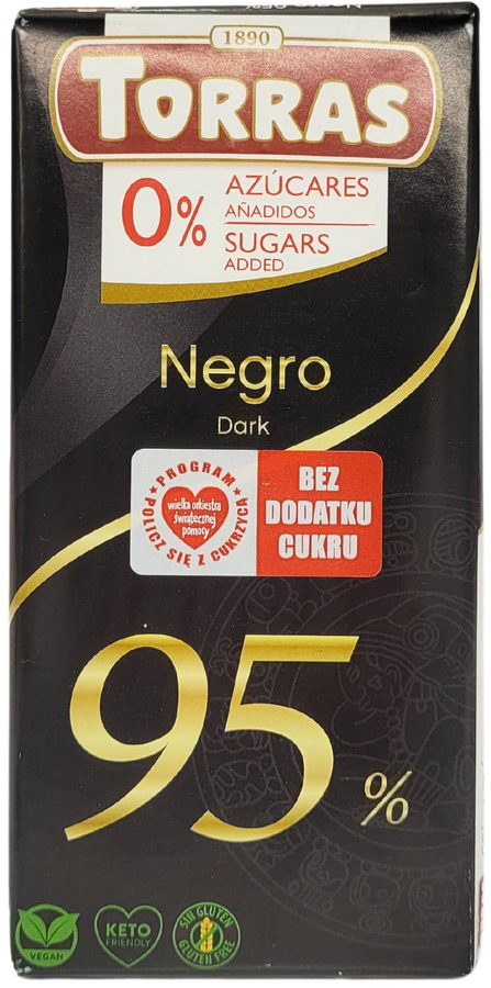 Czekolada gorzka 95% Bez Cukru 75 g Torras Dark