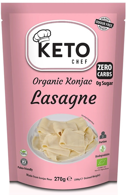 Makaron Konjac Lasagne shirataki Bio 270 g Keto Chef Better Than Foods Bezzapachowy