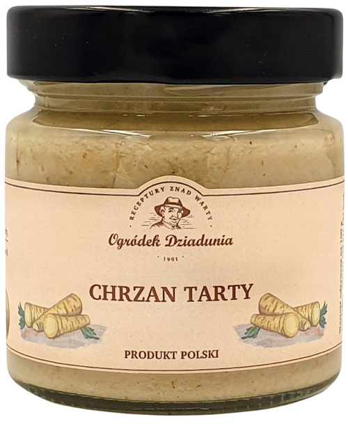 Chrzan tarty 210 g - naturalny ostry smak Wielkanoc - Ogródek Dziadunia